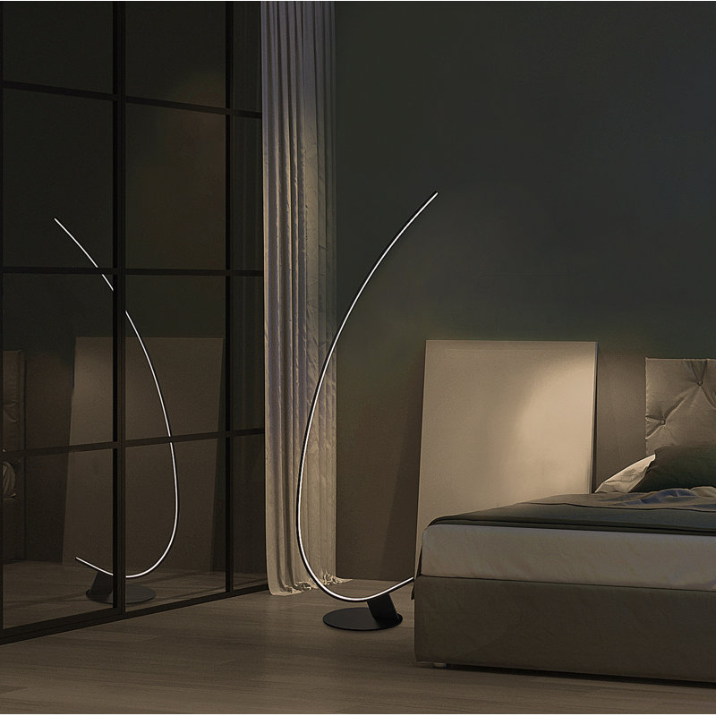 1 lampe DEL sur pied 69 ", Noir mat