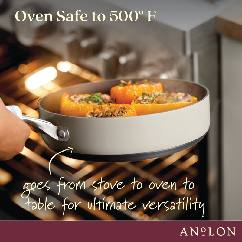 Anolon Achieve Hard Anodized Nonstick Cookware Pots and Pans Set, 10 Piece, Silver
