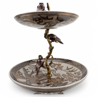 Plateau en porcelaine à plusieurs niveaux avec palais impérial Ormolu bronze