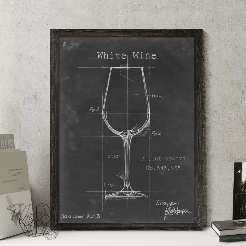 " Barware Blueprint IV " by Paul Cezanne, Ebony Canvas Framed, 22" H x 18" W x 1.25" D, No Mat