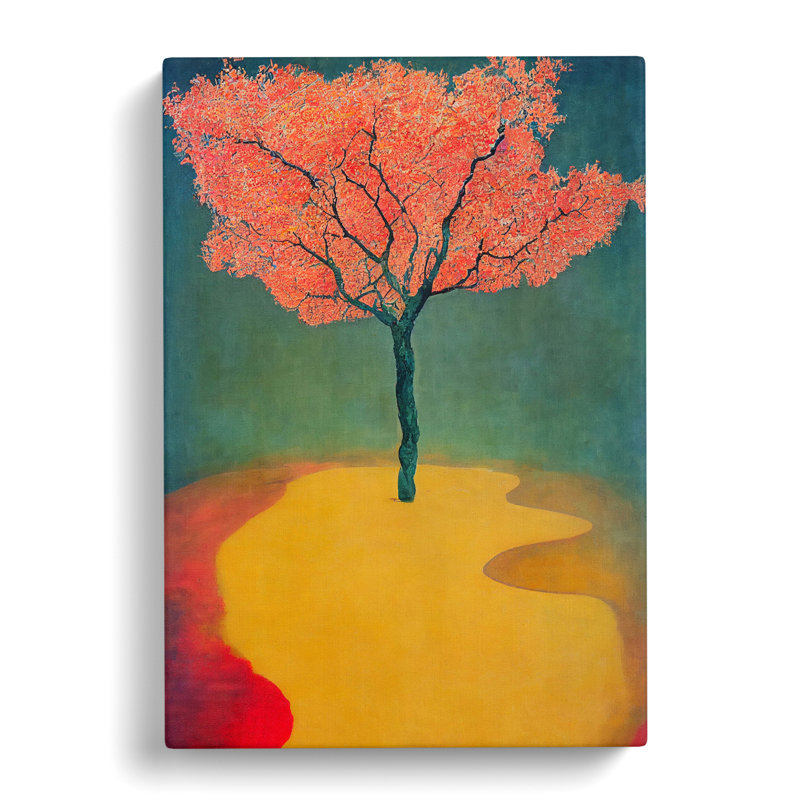 CAN-V0523-1769X Peach Tree Painting - Wrapped Canvas Print, 50cm H x 35cm W