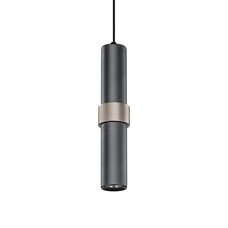 Luminaire suspendu cylindrique unique 1 lumières Raceland, Gris foncé / gris pâle