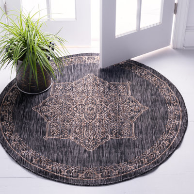Cowgill Oriental Beige/Black Indoor/Outdoor Area Rug
