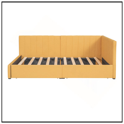 Upholstered Daybed With 2 Storage Drawers, Twin Size Sofa Bed Frame, No Box Spring Needed, Linen Fabric by George Oliver