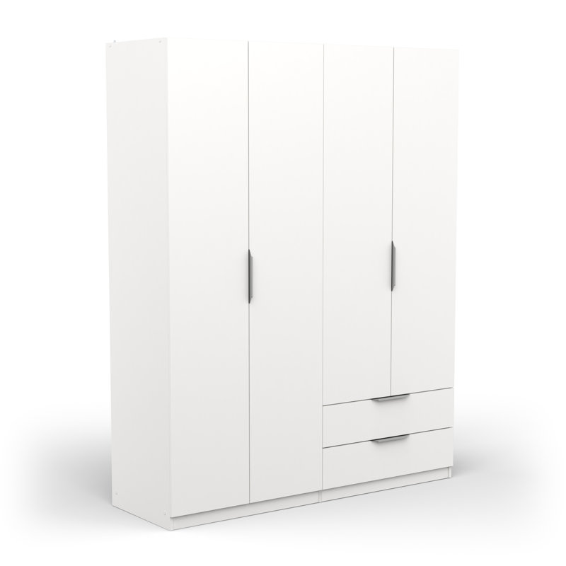 Nikiah 4 Door Manufactured Wood Wardrobe, White