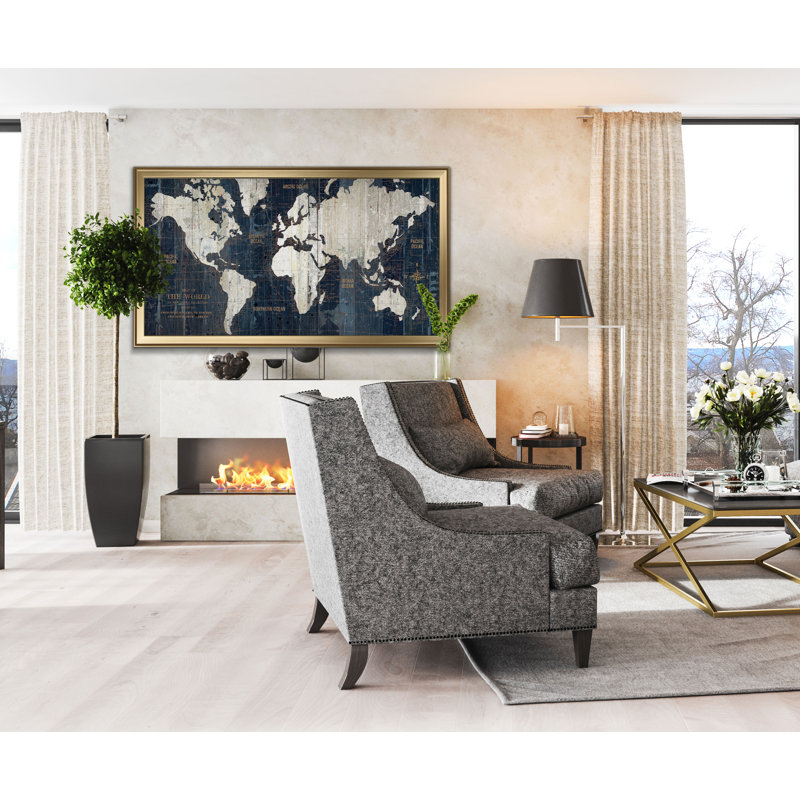 Mehdi " Old World Map Blue ", Gold
