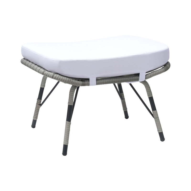 Repose-pieds d'extérieur avec coussin Sunbrella® Kluss, Gris, Blanc