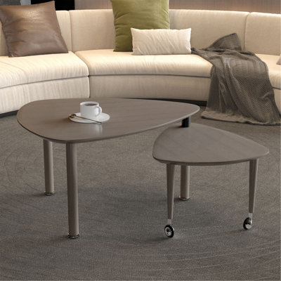 Table basse rotative moderne à 360 degrés pour le salon, pieds en bois massif avec table de cocktail simple à assembler, plateau tournant en polyuréthane pour meubles d'appoint en bois résistant à l'usure