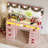 Makeup Vanity With Lighted Mirror And Glass Top, Vanity Table With 15 Drawers And Lighted Drawer For Bedroom-578782379