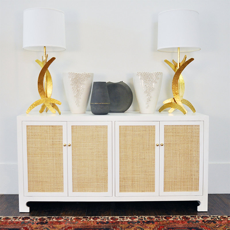 Sofia 58'' Contemporary White Lacquer Media Cabinet with Adjustable Shelving