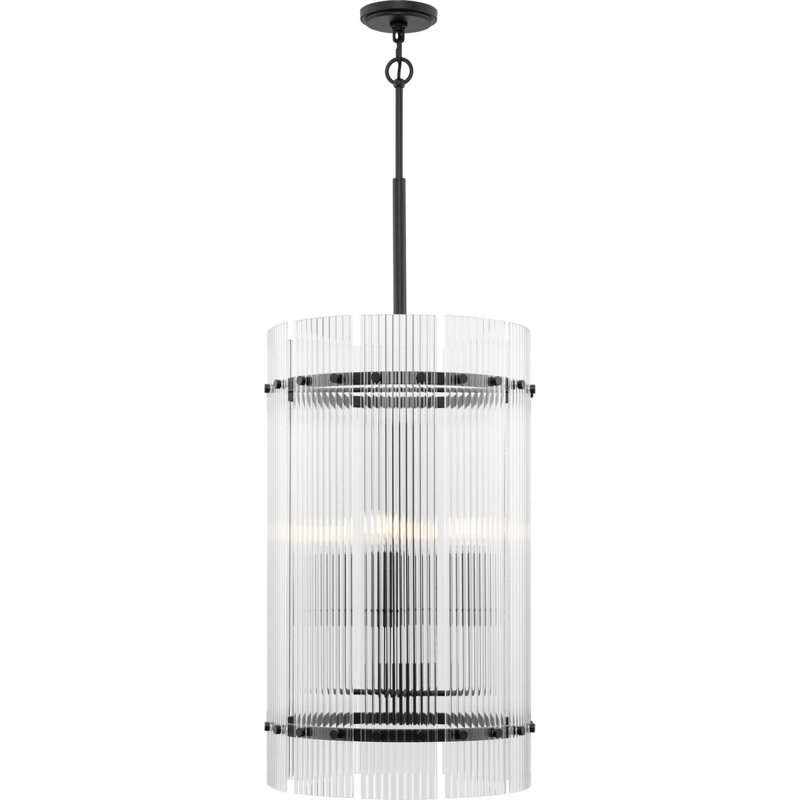 Seville Matte Black and Gold Glass 4-Light Chandelier