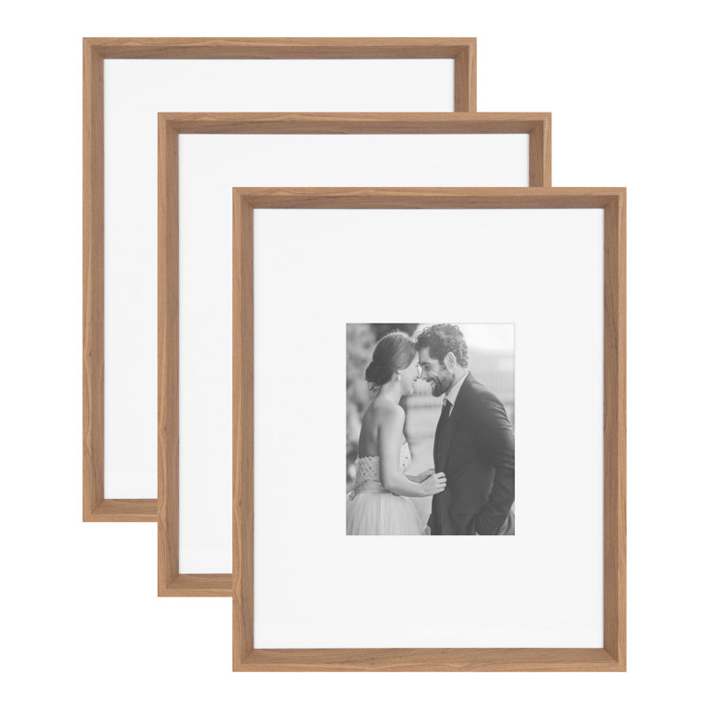 Baislee Matte Picture Frame - Set of 3 with Mat, Brown