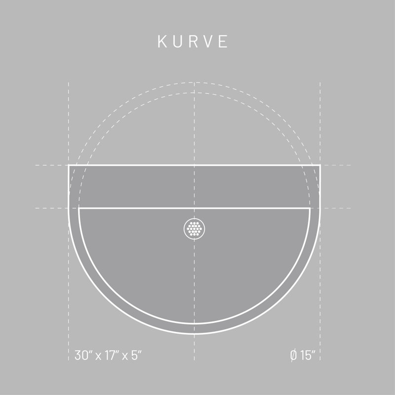 Évier en béton 30 po KURVE, Robinets monotrou, Plage, Chrome poli