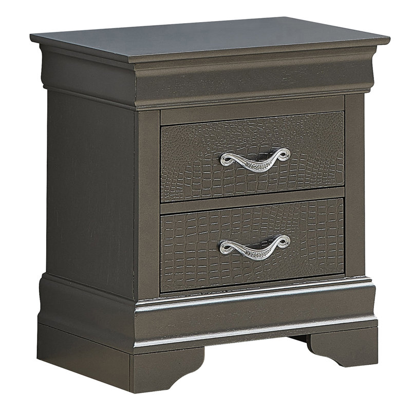 Élégante table de chevet métallique avec tiroirs, Noir