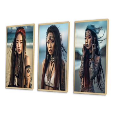«Graces Asian Tribal Beach Girl», ensemble de 3 reproductions