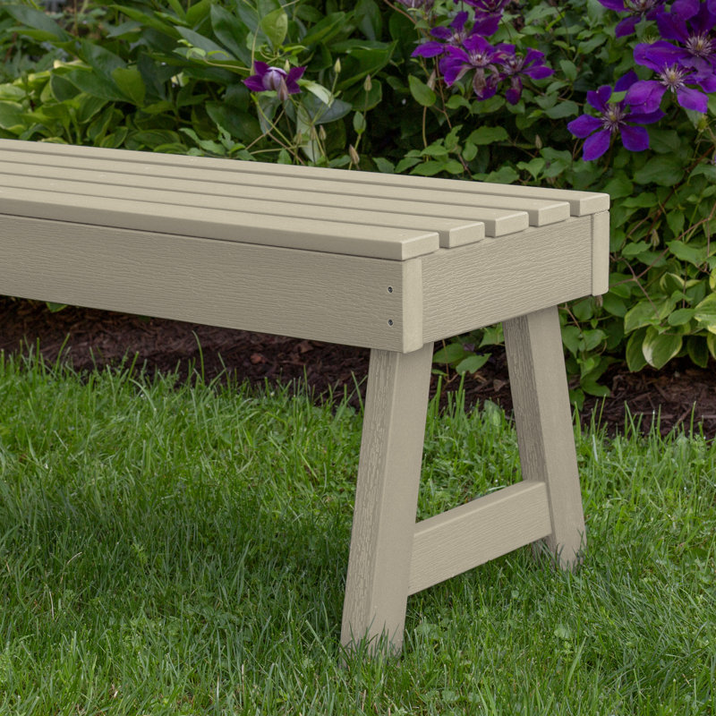 Banc de pique-nique en plastique sans dossier Midwest, Blanc délavé