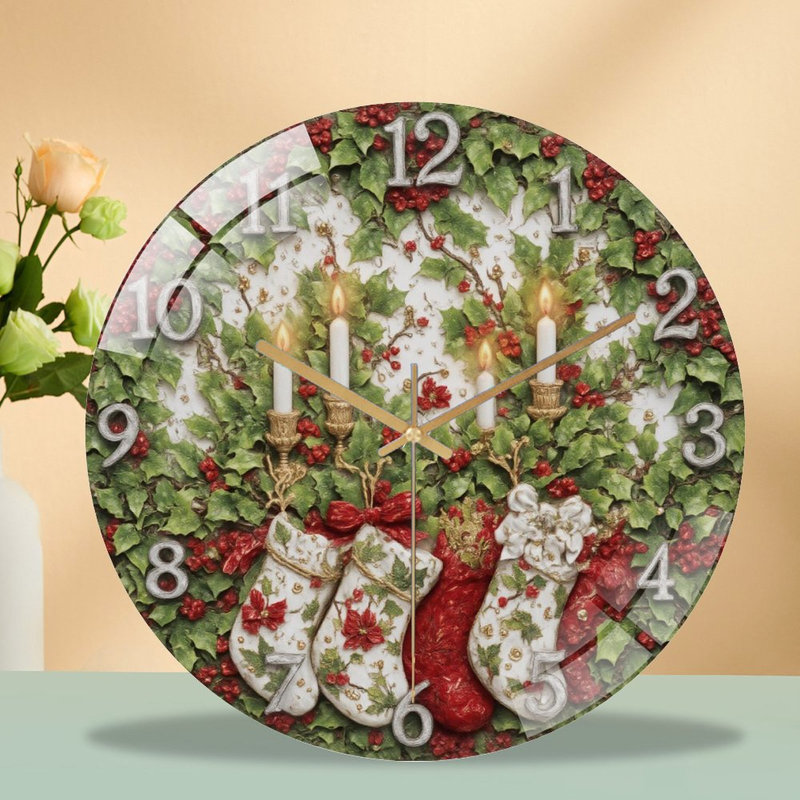 Horloge murale de Noël-Bougies-Bas-Art moderne