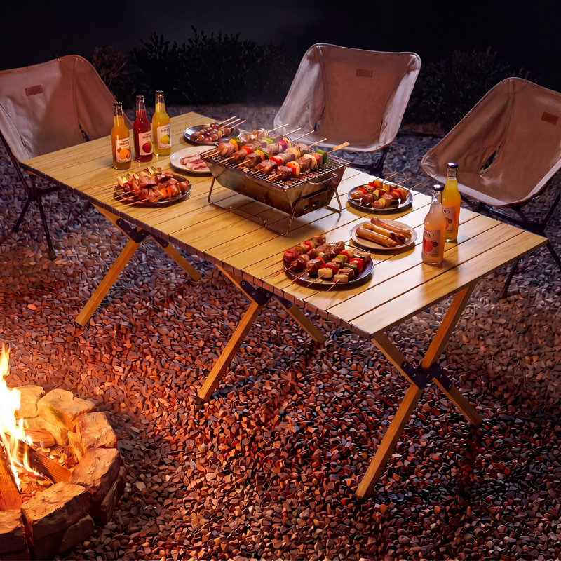 Table de camp pliable en acier légère, Khaki