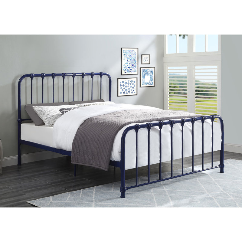 Lit plateforme en métal bleu 1pc, lit dans une boîte