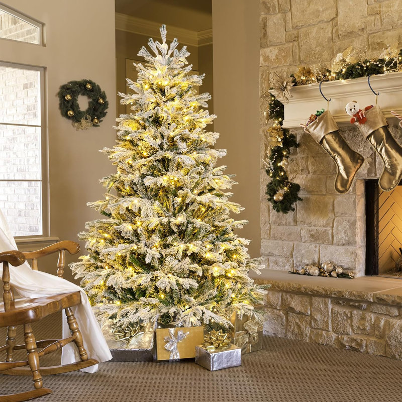Lighted Artificial Pine Christmas Tree, 180cm H