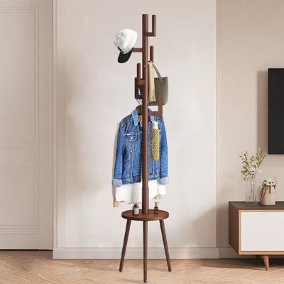Autoportant avec tablette, portemanteau en cactus en bambou, utilisé dans le bureau de la chambre à coucher pour suspendre des vêtements, des chapeaux, des sacs