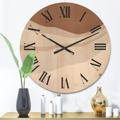 Horloge murale moderne en bois - formes terre cuite et ivoire avec effet usé