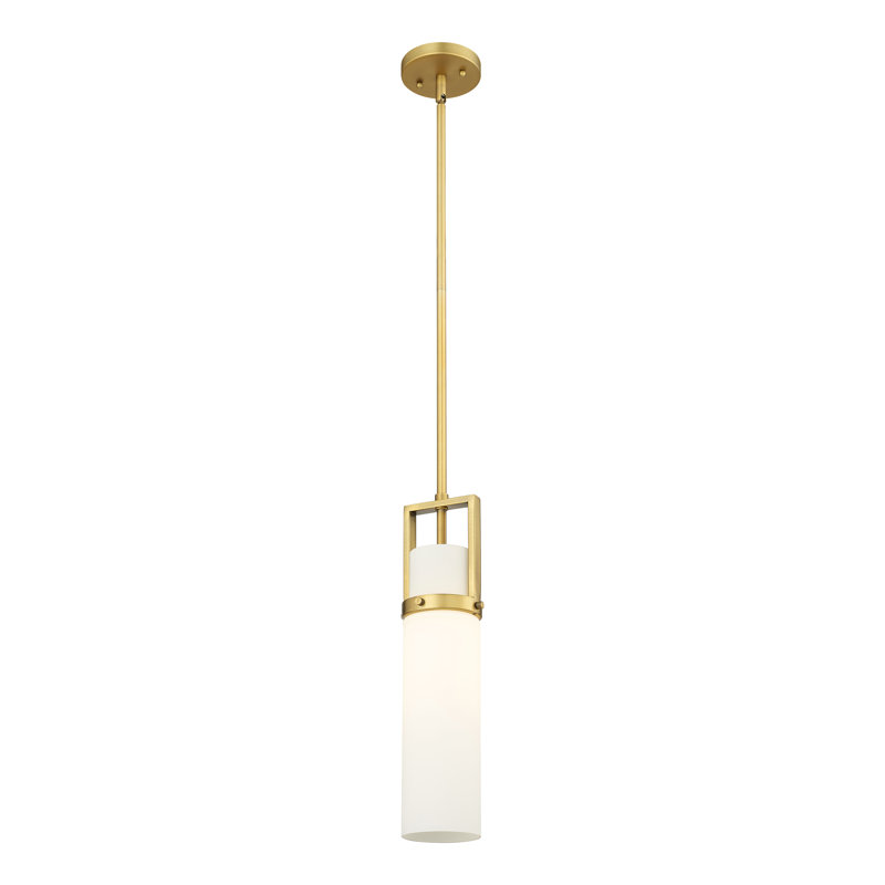 Luminaire suspendu 30 po Great Smoky, H 17,63 po x l 4,25 po x P 4,25 po, Blanc mat, Laiton brossé