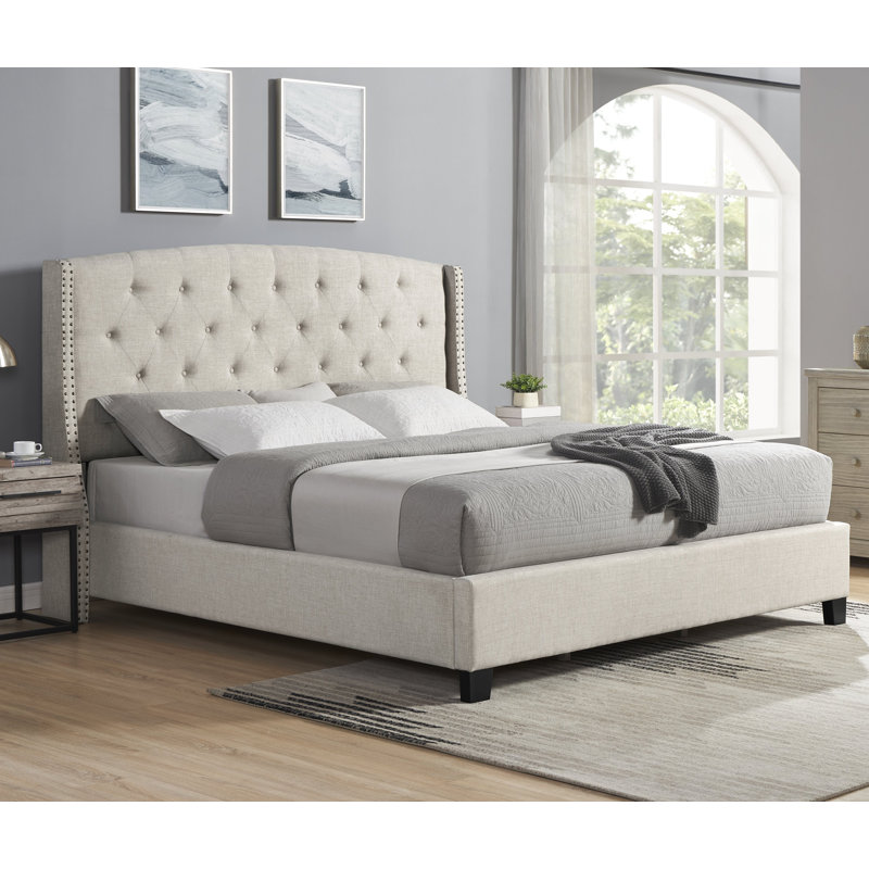 Dorthy Bed, Queen, Tan Polyester Blend