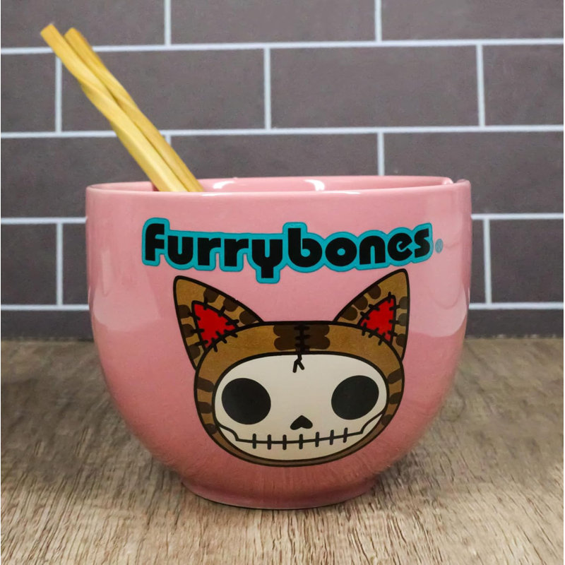 Ensemble de bols en porcelaine rose avec baguettes Furekbones Maneki Neko
