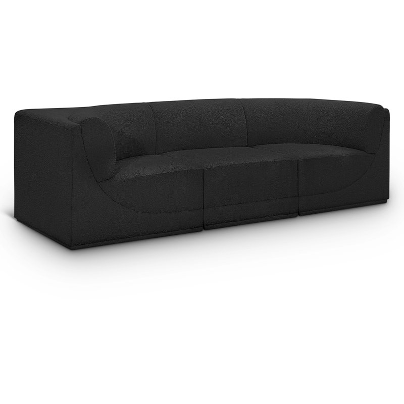 Canapé rembourré 98 po Izick, Tissu bouclé noir