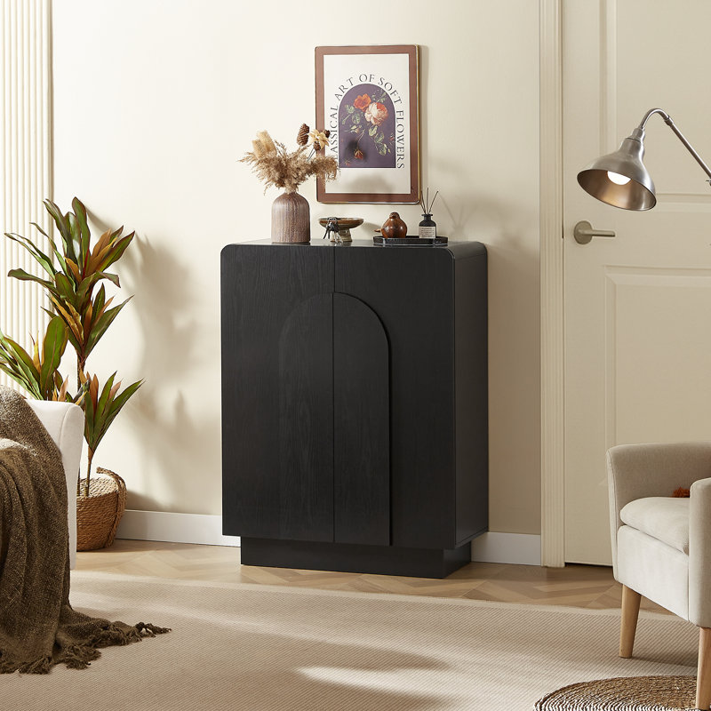 Armoire à chaussures à 5 niveaux avec 20 paires de portes et tablettes réglables pour le vestibule, Noir