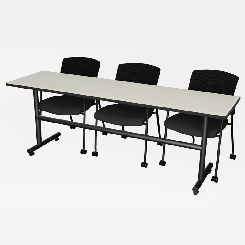Aubin Rectangle Flip Top Training Table and Chair Set, Maple, 29" H x 84" L x 24" W