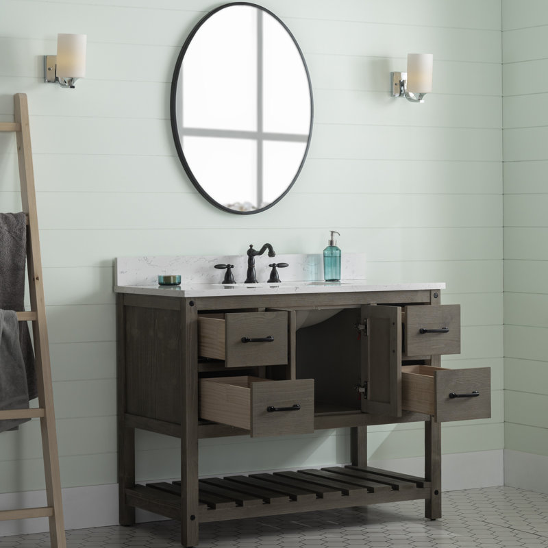 Ensemble de meuble-lavabo simple 42 po Radstock, Gris antique, Blanc de Carrare