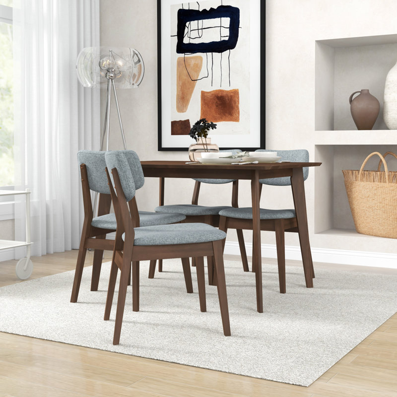 Topps 4 - Person Solid Wood Top Four Leg Base Dining Set, 29" H x 47" L x 29" W