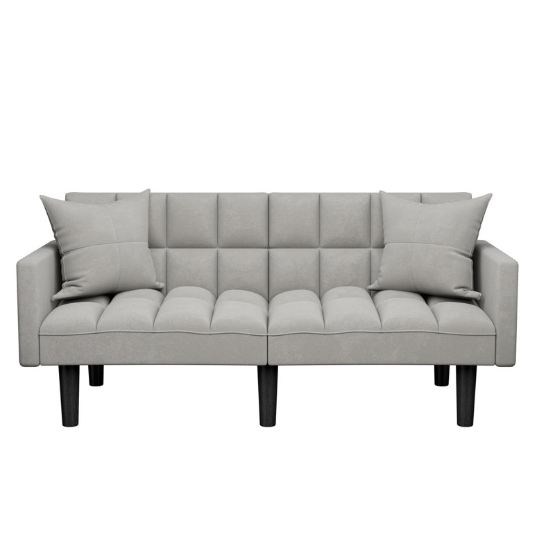 Caidin Upholstered 72.5'' Sleeper Sofa, Gray Cotton Blend