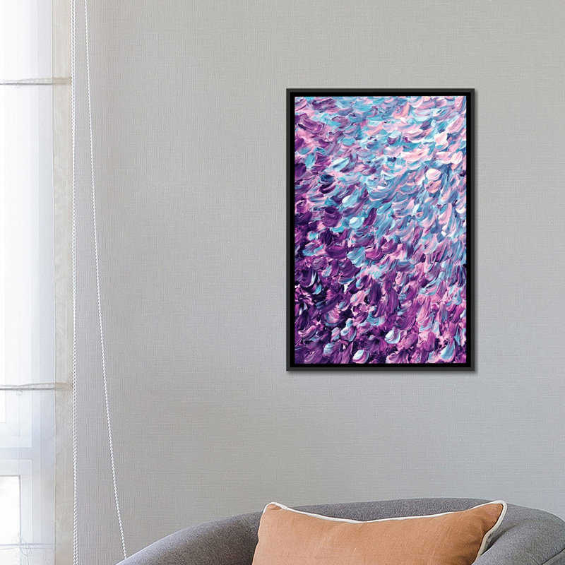 Plumes dépolies, reproduction d’art sur toile tendue, H 26 po x l 18 po x P 1,5 po, Toile avec cadre noir, Pas de tapis