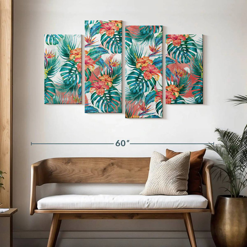 Kerner Tropical Foliage And Flowers, 32" H x 52" W