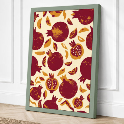 Pomegranate Pattern Botanical - Wrapped Canvas