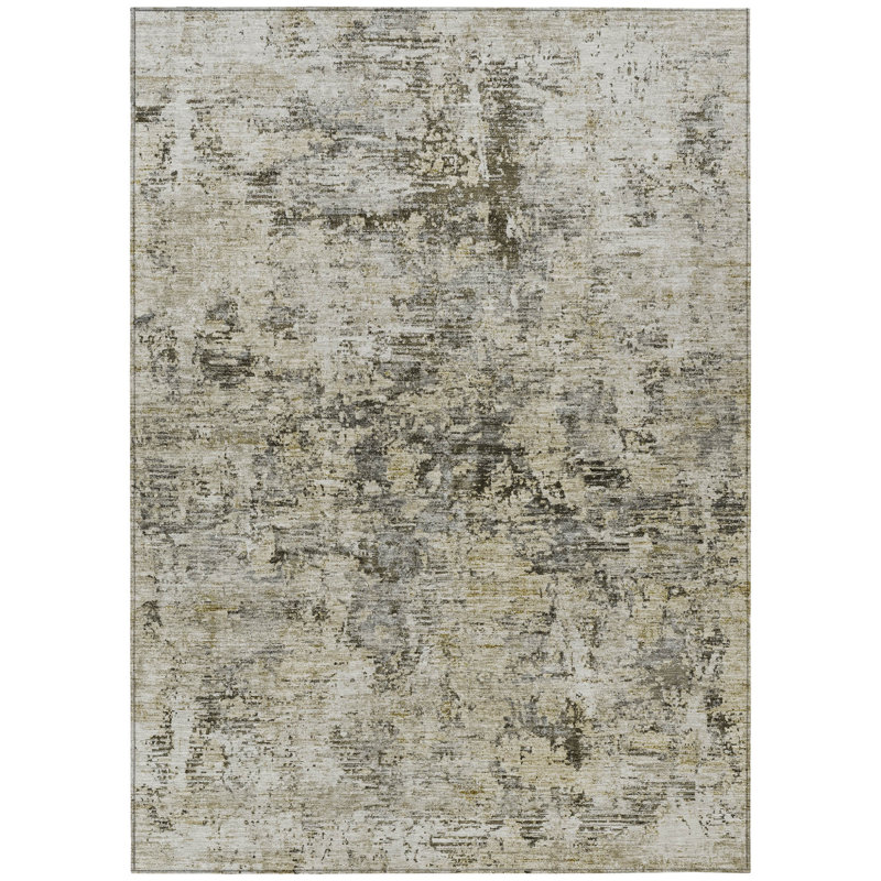 Tapis extérieur lavable abstrait taupe 3 'x 5' beige