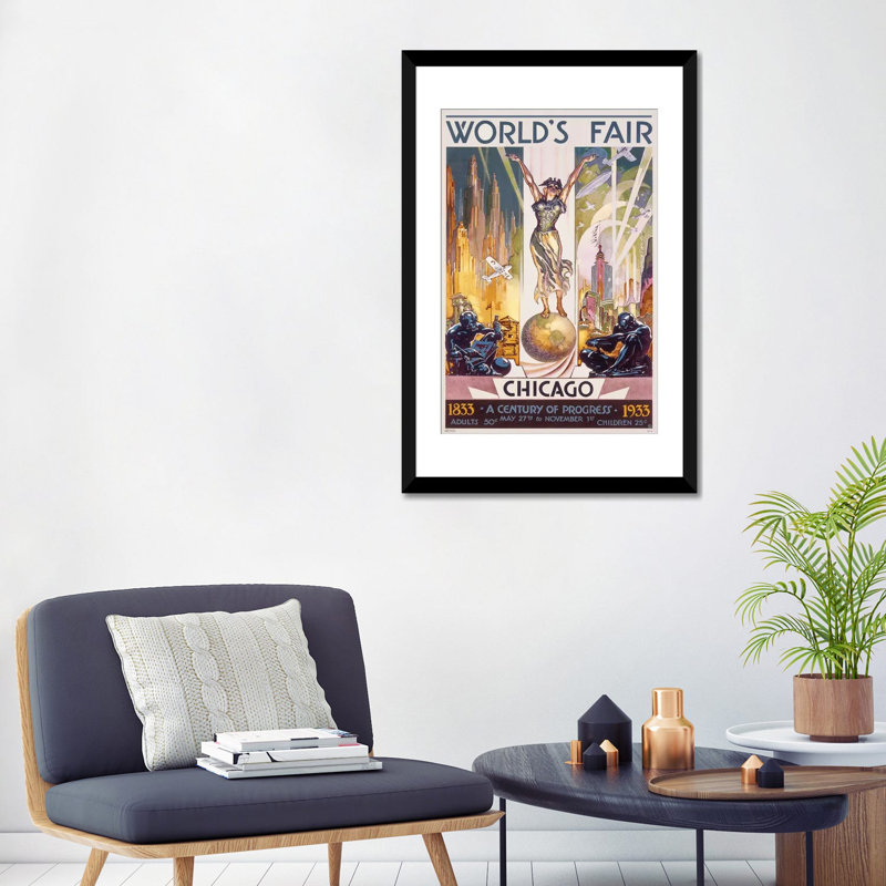 « chicago world fair, 1933 » par glen c. sheffer, impression sur toile tendue, H 32 po x l 24 po x P 1 po, Blanc