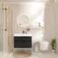 Meuble-lavabo mural noir de 36 pouces avec lavabo en acrylique intégré, 2 tiroirs à fermeture en douceur, armoire flottante moderne pré-assemblée, poignées en bois massif bicolore, rangement intégré, peau