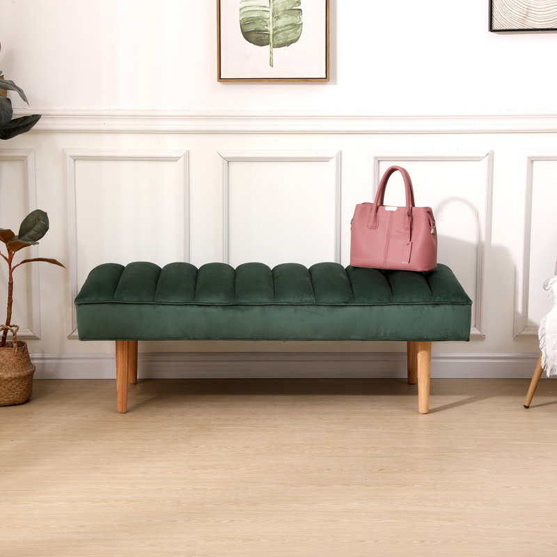 Repose-pieds capitonné en velours Accent Channel, Vert