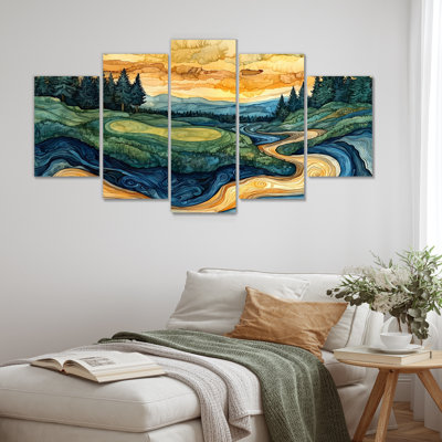 Abstrait de parcours de golf, Horizon I - Art mural de golf - Art mural moderne sur toile