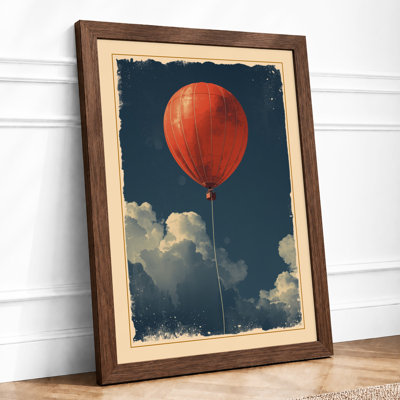 Red Balloon Ascent Vintage - Framed Print