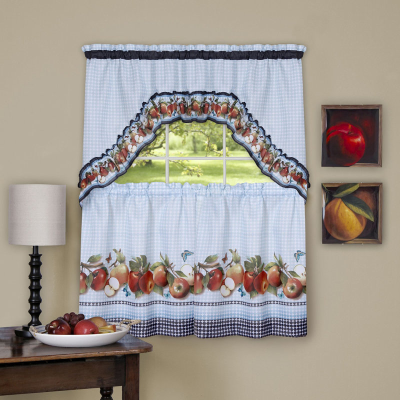 Tejeda Plaid Tailored Kitchen Curtain, 57" W x 24" L