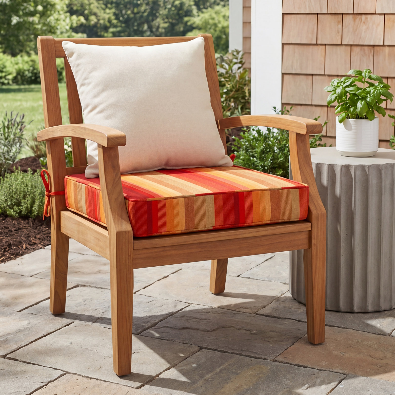 Sunbrella Outdoor Dining Chair Cushion, Astoria Sunset Sunbrella