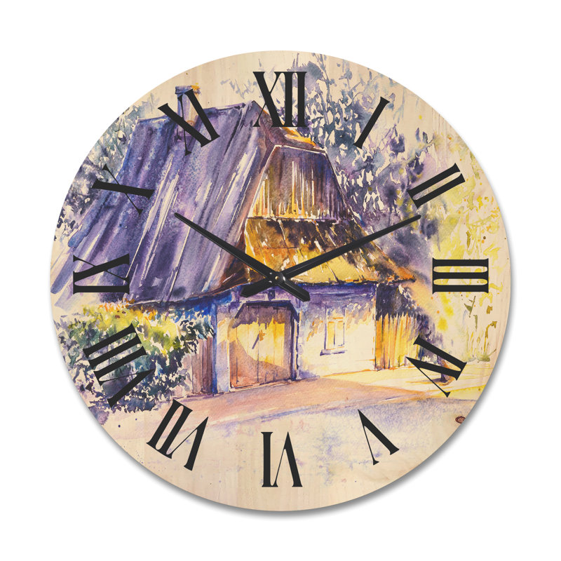 Vieille horloge murale en bois, Grand