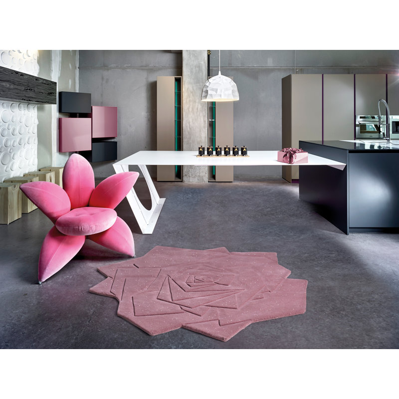 Round Mynette Abstract Flat Weave Area Rug, Round 130 cm