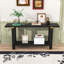 Console moderne avec tablette inférieure, pieds en bois massif et accents métalliques-484617585