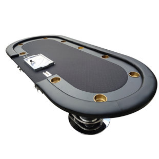 Table de poker INO Design pour jeux de casino Texas Holdem 96 po avec porte-gobelets et plateau de jeu de jetons en métal, noir